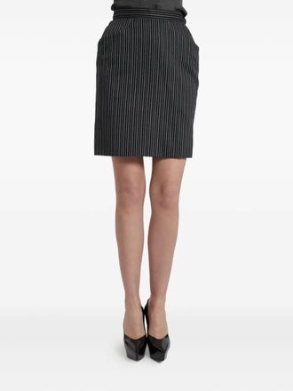 Saint Laurent pinstriped mini skirt - women - Viscose/Wool - 40 - Black