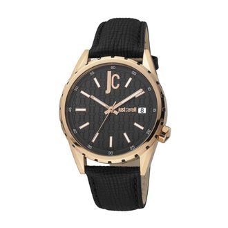 Just Cavalli Watches, male, Black, Size: ONE SIZE Leather Dress Watch