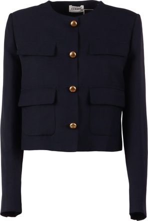 P.A.R.O.S.H. Cropped Structured Gold Button Jacket