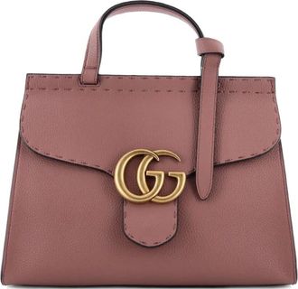 Gucci GG Marmont Top Handle Bag Leather Small satchel - Beige
