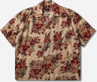 KAPITAL Men s Silk Rayon Champetre Amaterasu Wrangle Collar Aloha Shirt Ecru