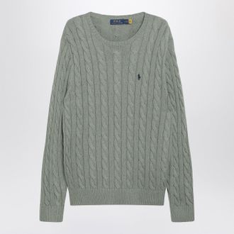 Polo Ralph Lauren Grey Green Cotton Cable Knit Sweater