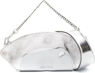 Published By logo-engraved metallic shoulder bag - women - Calf Leather - One Size - Silver