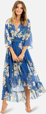 Yumi Dip Hem Sleeve Dress in Blue at Nordstrom, Size 14