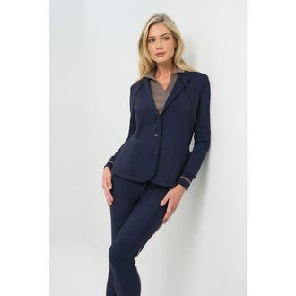 Anatomie Cozy Tressa Fleece Lined Hooded Blazer in Navy/taupe at Nordstrom, Size X-Small