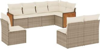 vidaXL Vidaxl - Juego De Sof&aacute;s De Jard&iacute;n Con Cojines Beige 8 Pzas Rat&aacute;n Pe