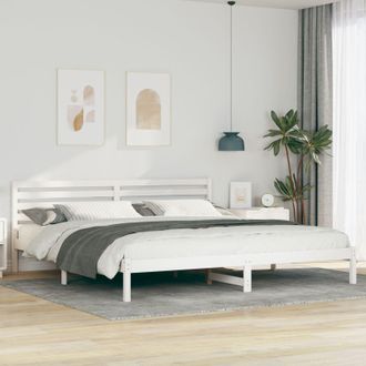 Berkfield Home with Headboard White 180 x 220 cm Solid pine wood