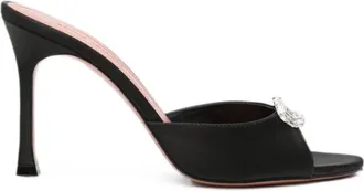Amina Muaddi Black Slip On Heels