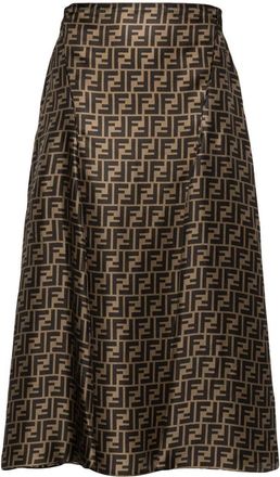 Fendi High Waisted Skirt In Twill Print Ff Clothing