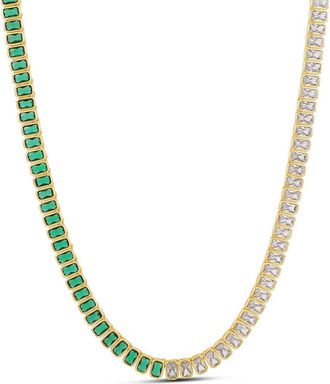 SHYMI Half and Half Tennis Necklace in Gold/emerald at Nordstrom