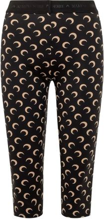 Marine Serre Pantalones Capri de Jersey con Estampado Moon - Trousers - Mujer - Negro - L