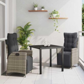 vidaXL Conjunto De Comedor De Jard&iacute;n 3 Pcs Gris Polirat&aacute;n Vidaxl