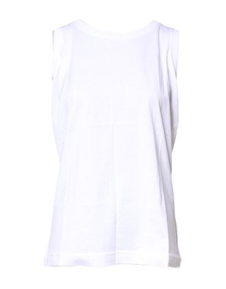 Dolce & Gabbana Womens White Cotton Sleeveless Crew Neck T-Shirt