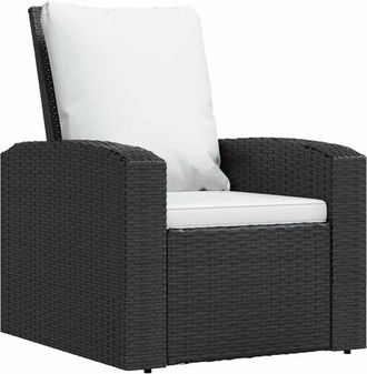 vidaXL Vidaxl - Poltrona Reclinabile da Giardino con Cuscini Polyrattan Nera