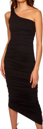 Susana Monaco One Shoulder Gathered Dress In Black