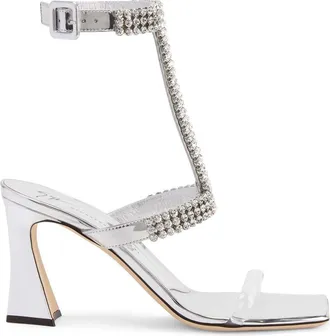 Giuseppe Zanotti 85mm Devine Crystal sandals - women - Other fibres - 38.5 - Silver
