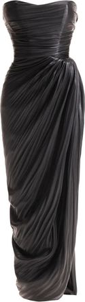 Maria Lucia Hohan pleated side-slit midi dress - women - Polyurethane - 36 - Black