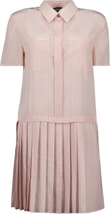 Versace Zijden overhemdjurk met gestreepte print - Dames - Shirt Kleedjes - Roze - XS - Kleedjes
