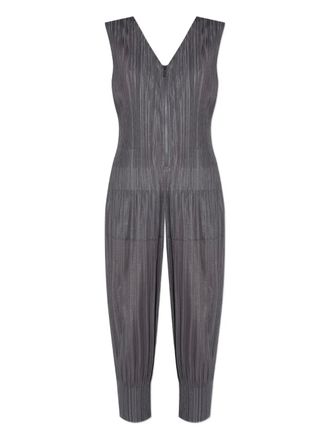 Pleats Please Issey Miyake zip pleated jumpsuit - women - Polyester - 5 - Grey