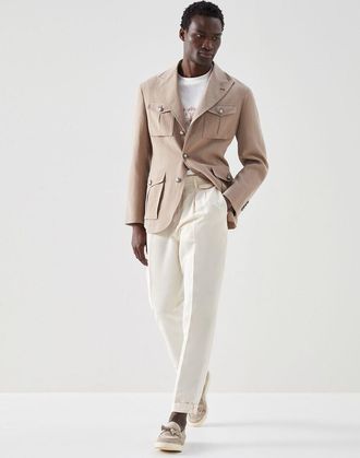 Brunello Cucinelli Brown Linen Jackets And Mens Coat