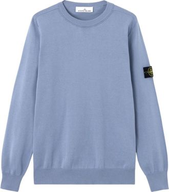Stone Island Blue Solid Crew Neck Sweatshirt