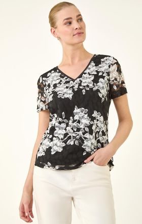 Roman Floral Lace V-Neck Top
