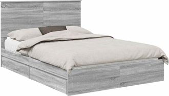 vidaXL Bed Frame with Drawer Grey Sonoma 140 x 200 cm Engineered Wood vidaXL