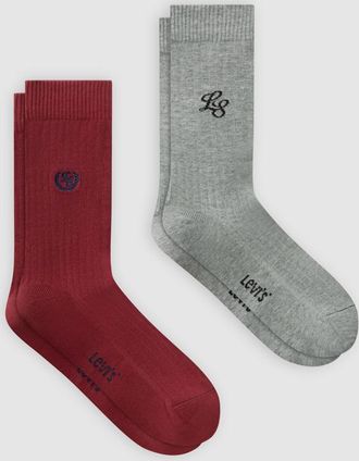 Levi's Regular Cut Socks 2 Pack - Hombre - 39 - Multi Colour / Grey Melange/Red