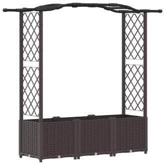 vidaXL Cama Elevada Con Trellis Y Techo Marr&oacute;n 164 X 40 X 142 Cm Pp Vidaxl