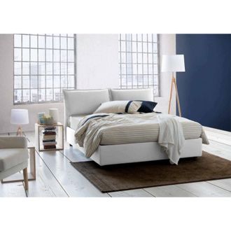 Talamo Italia Talamo Italia - Letto matrimoniale Sabrina, Letto contenitore con rivestimento in tessuto, 100% Made in Italy, Apertura frontale, con materasso Cm