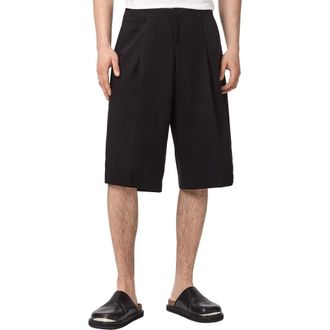 AllSaints Castro Pleated Cotton Shorts in Black at Nordstrom, Size 36
