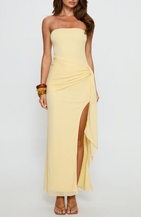 Princess Polly Analeah Strapless Maxi Dress in Lemon Yellow at Nordstrom, Size 12