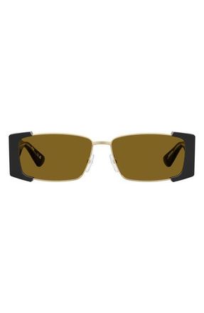 Moschino 57mm Rectangular Sunglasses in Black Gold/Brown at Nordstrom