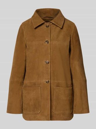 BA&SH Lederjacke aus Ziegenvelours mit Eingrifftaschen Modell DARIO in Cognac, Gr&ouml;&szlig;e XS