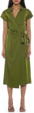 Alexia Admor Paris Surplice Wrap Midi Dress in Sage at Nordstrom Rack, Size 10