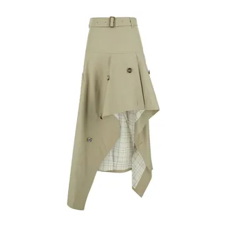 Burberry Heather Asymmetric Skirt - female - Burberry - Midi Skirts - Beige - XS - Skirts