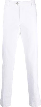 Philipp Plein skull embroidery straight-leg trousers - men - Polyester/Spandex/Elastane/Cotton/Cotton - 46 - White