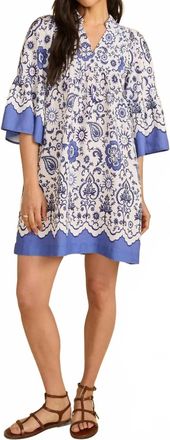 FDJ Bell Sleeve Dress In Sun Dial Blue