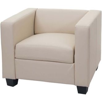 Hhg non utilizzato] Poltrona sofa lounge moderno elegante serie Lille M65 75x86x70cm ecopelle avorio