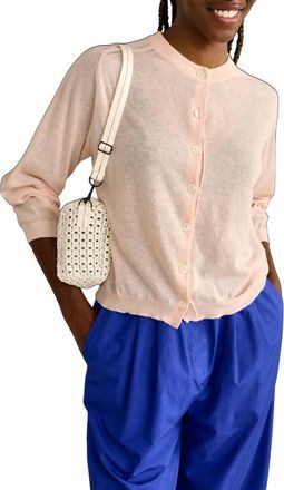 Bellerose Neeta Button Up Crew Sweater Top In Light Rose