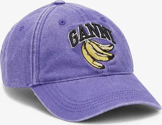 Ganni Purple Washed Canvas Cap