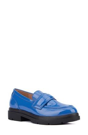 New York & Company Abbey Faux Leather Loafer in Blue Patent at Nordstrom Rack, Size 7.5