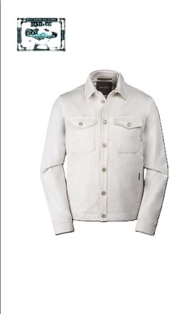Moorer MenS Cream Button-Up Jacket With Pockets, Size 52
