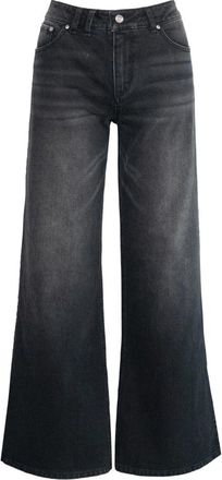 H&eacute;st Wijde Pijp Zwarte Denim Jeans - Dames - Loose Fit Jeans - Zwart - XS - Denim - Jeans
