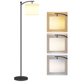 HOMCOM LED Floor Lamp with Dimmable Colours Temperature & Brightness - Black | TJ Hughes