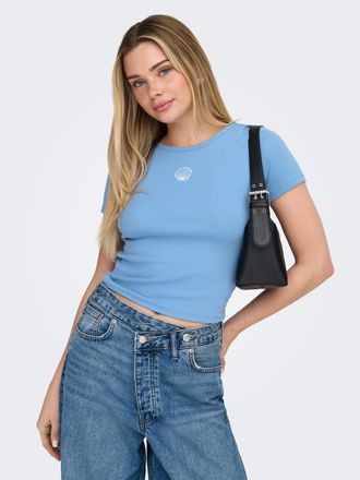 Only Kurzarmshirt ONLY ONLELVA JUNE EMB S/S TEE JRS NOOS, Damen, Gr. XL, allure detail:sea shell, Jersey, Obermaterial: 65% Polyester, 30% Viskose, 5% Elas