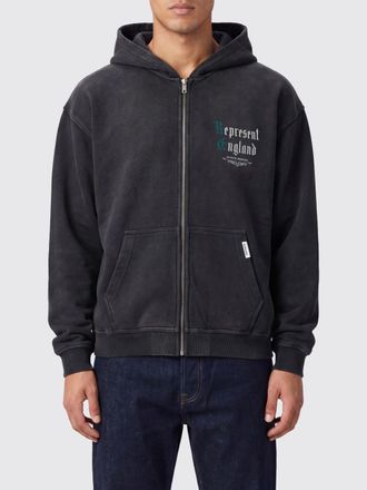 Represent Felpa relaxed fit con cappuccio e zip in cotone e logo stampato