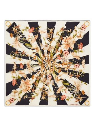 Ferragamo Gaia-print silk scarf - Black