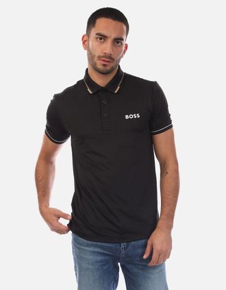 HUGO BOSS Mens Paule Pro 4 Way Stretch Qucik Drying Golf Shirt - Black - Size: 38
