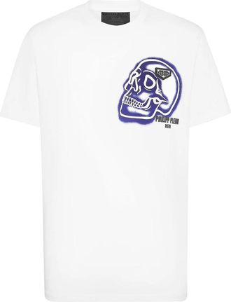 Philipp Plein T-Shirt Round Neck SS Skull - Heren - T-shirts - Wit - 3XL - Katoen - Tops